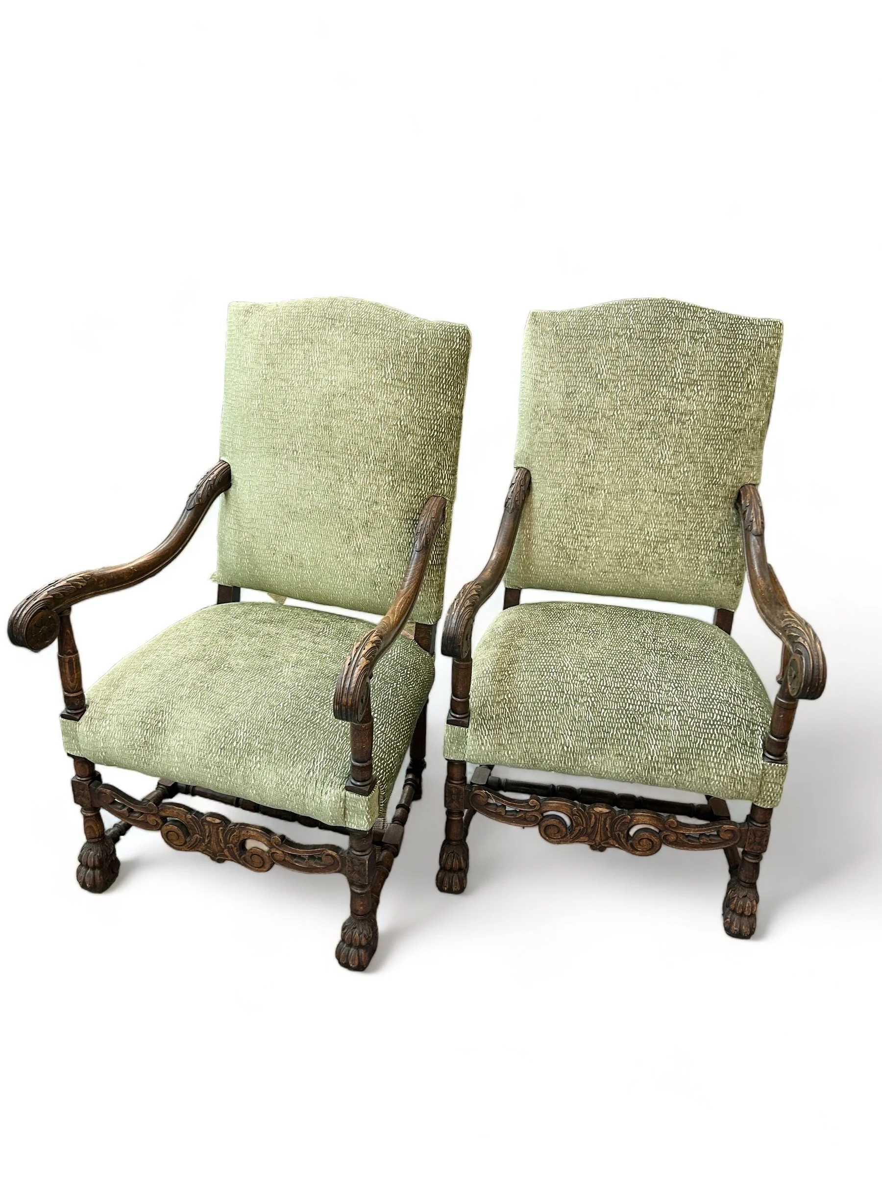 19th Century Italian Baroque Walnut Arm Chairs