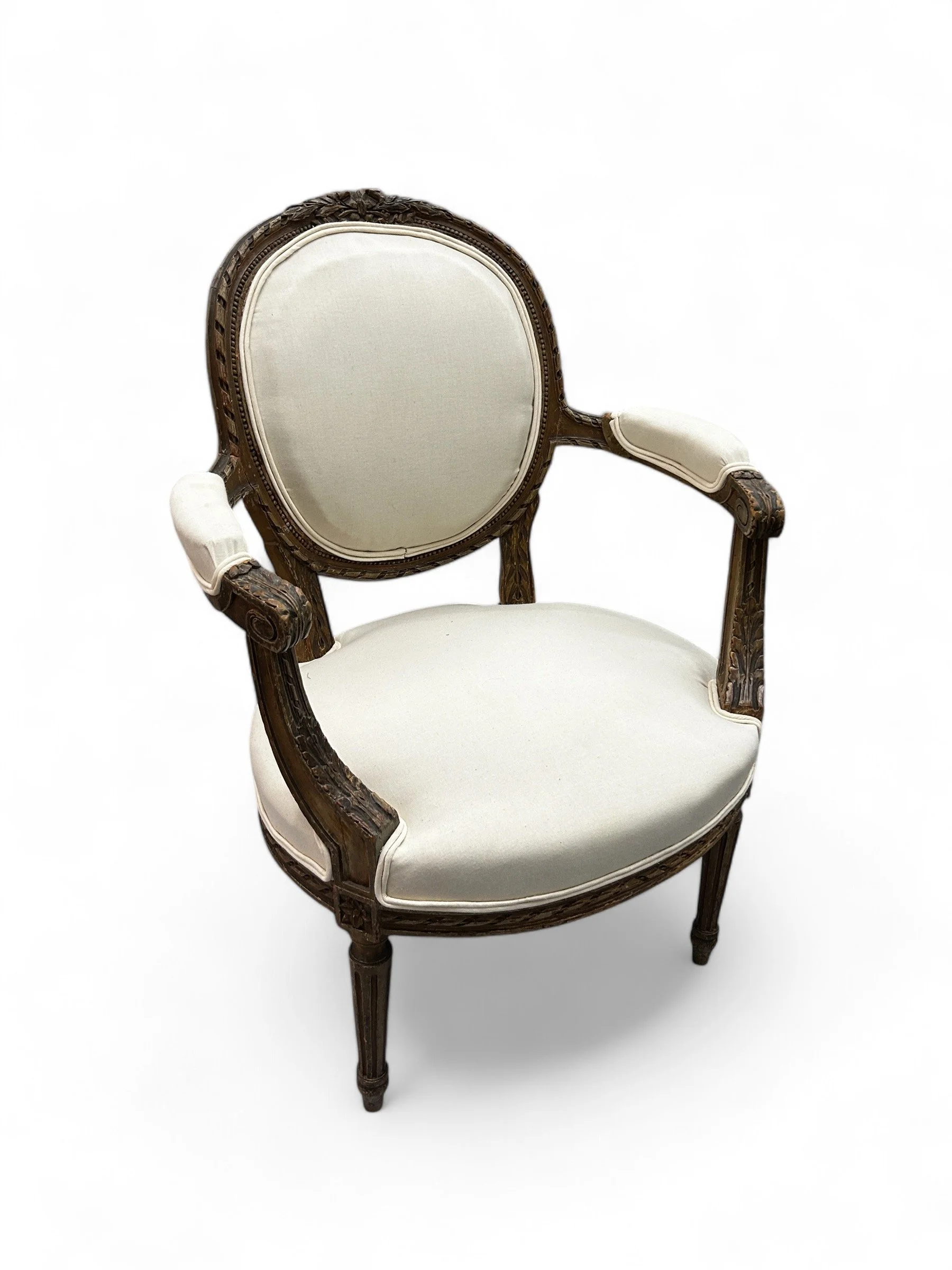 Painted 19th Century French Louis XVI Style Fauteuil Arm Chair