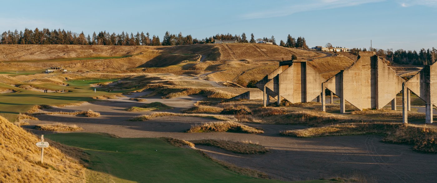 Chambers Bay - 18th Tee - Panorama