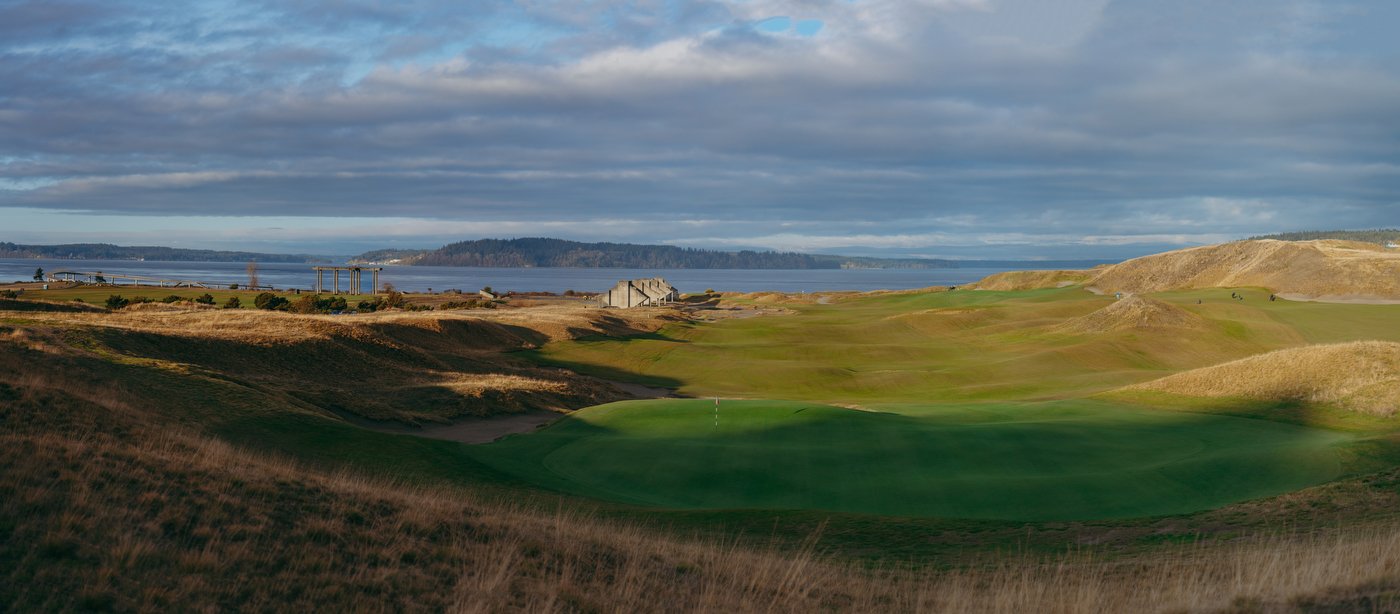 Chambers Bay 18th at Sunrise - Panorama