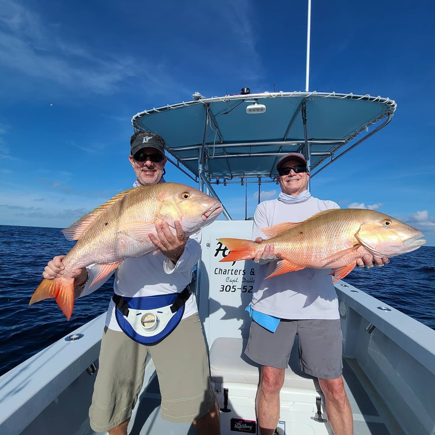 Super A-list customer Clay and his buddy showing off a double header of nice #muttonsnapper from an afternoon half a few weeks ago. The boys got the bites and turned the handles, putting together a #boxfull of good eats!
&bull;
#GUARANTEEDFISH 
&bull