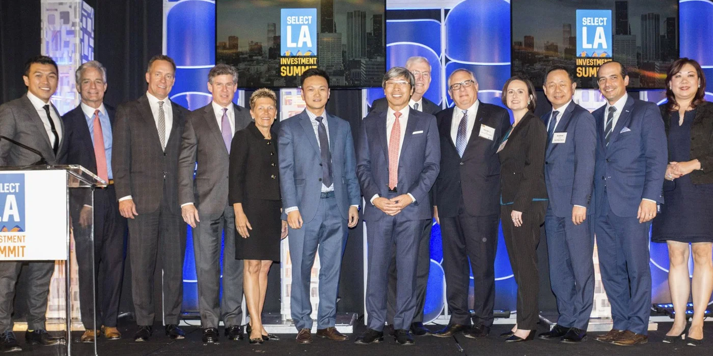 WTCLA President Stephen Cheung , CBRE Southern California President Lew Horne , O’Melveny Partner Steve Olson , Gensler Co-Managing Principal Rob Jernigan , American Airlines Senior Vice President Suzanne Boda , Cathay Bank Senior Vice President Rex Hong , Nantworks Chairman & CEO Dr. Patrick Soon-Shiong , LAEDC CEO Bill Allen , City National Bank Senior Vice President Steve Bash , JPMorgan Chase & Co. Market Executive Maggie O’Sullivan , East West Bank Senior Vice President Andrew Pan , CBRE Americas Head of Research Spencer Levy , ICBC USA Senior Vice President Alice Gao .
