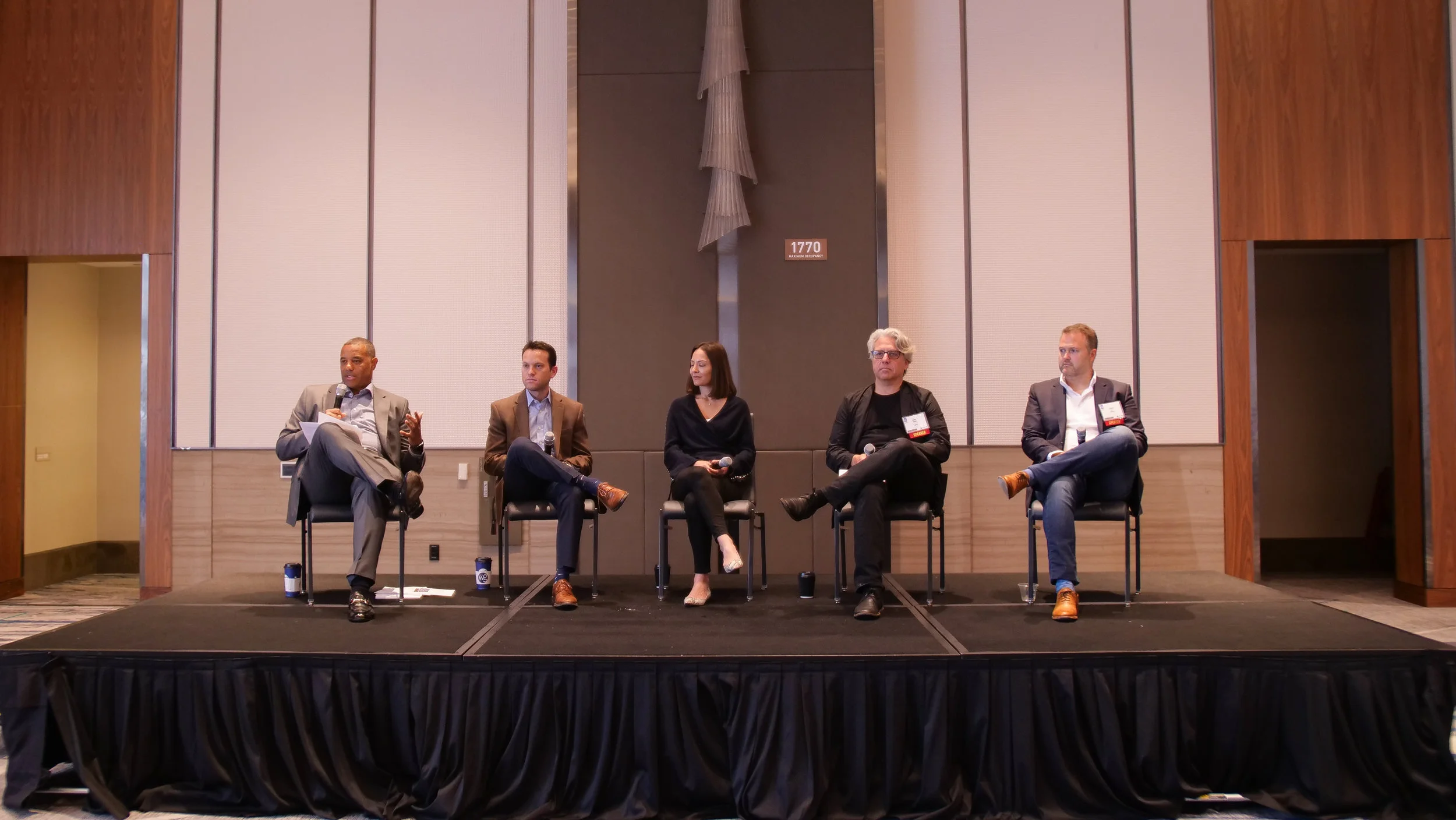 From left to right: Co-Chair of the Sports Industry Group at O’Melveny Jared Bartie, CEO of Immortals Gaming Ari Segal, Head of Esports Partnerships at Riot Games Naz Aletaha, Design Principal at HOK Los Angeles Mark Enjes, Vice President of Publishing at Gfinity Esports Justin Mier