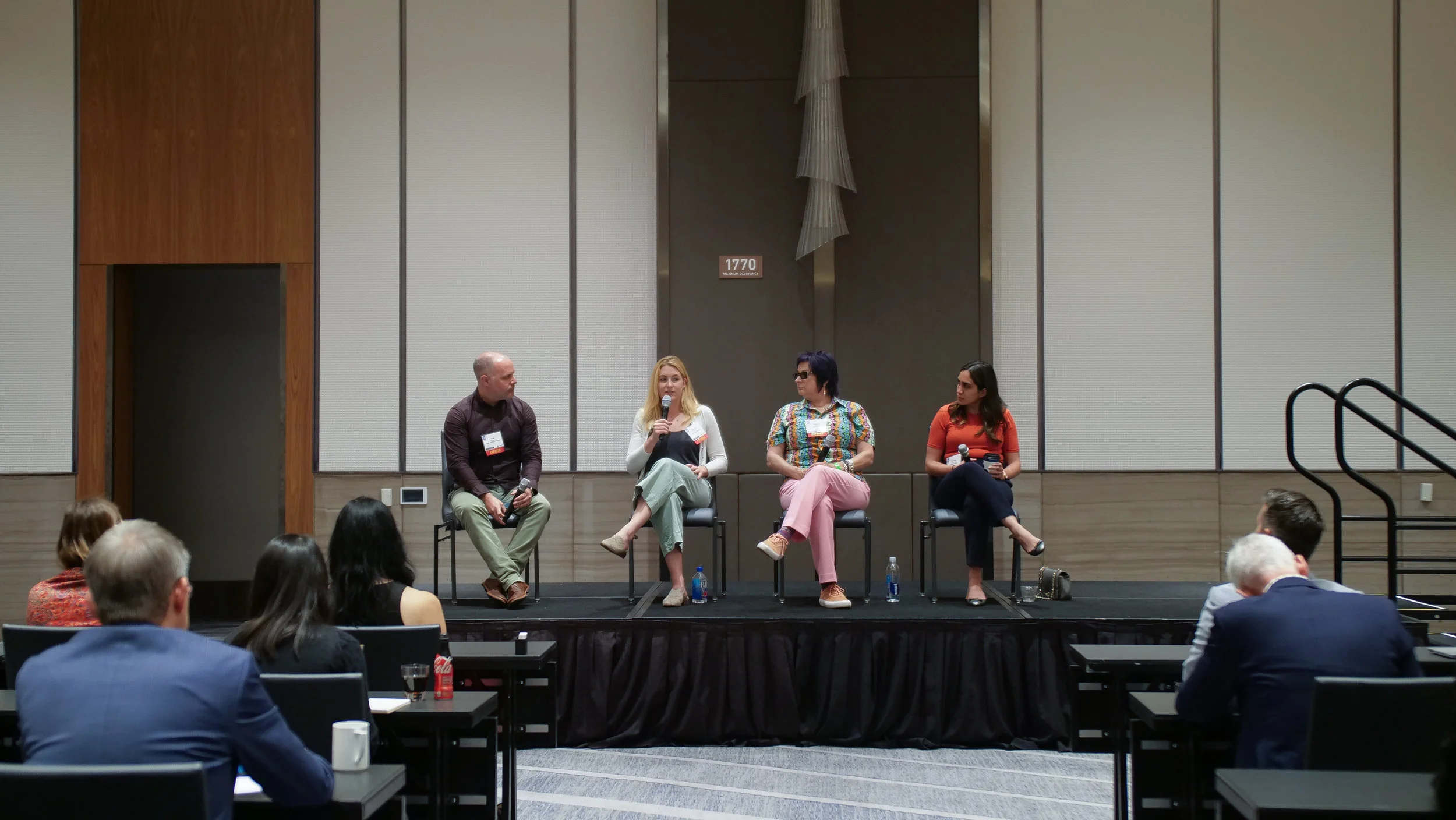 From left to right: Co-Founder and General Partner at Stage Venture Partners Rob Vickery, Associate at Clocktower Venture Partners Melissa van Kluyve, CEO and Co-Founder of Storyblaster Maxine Lapiduss, Managing Director at BAM Ventures Shamin Walsh