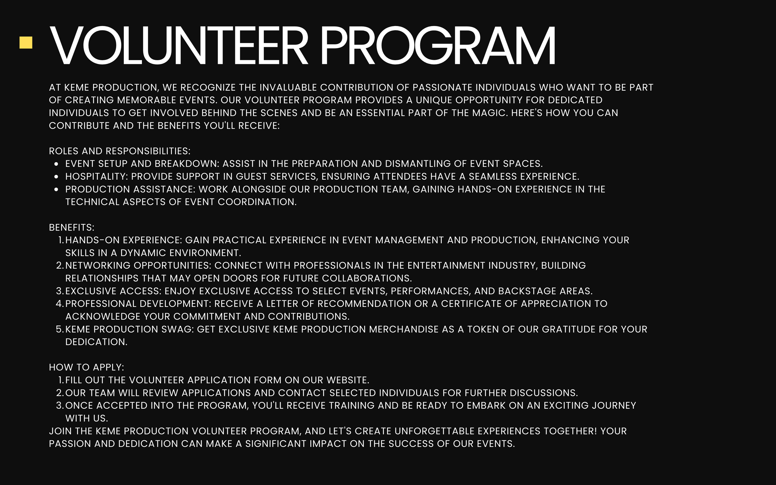 Volunteer Program — KÈME 