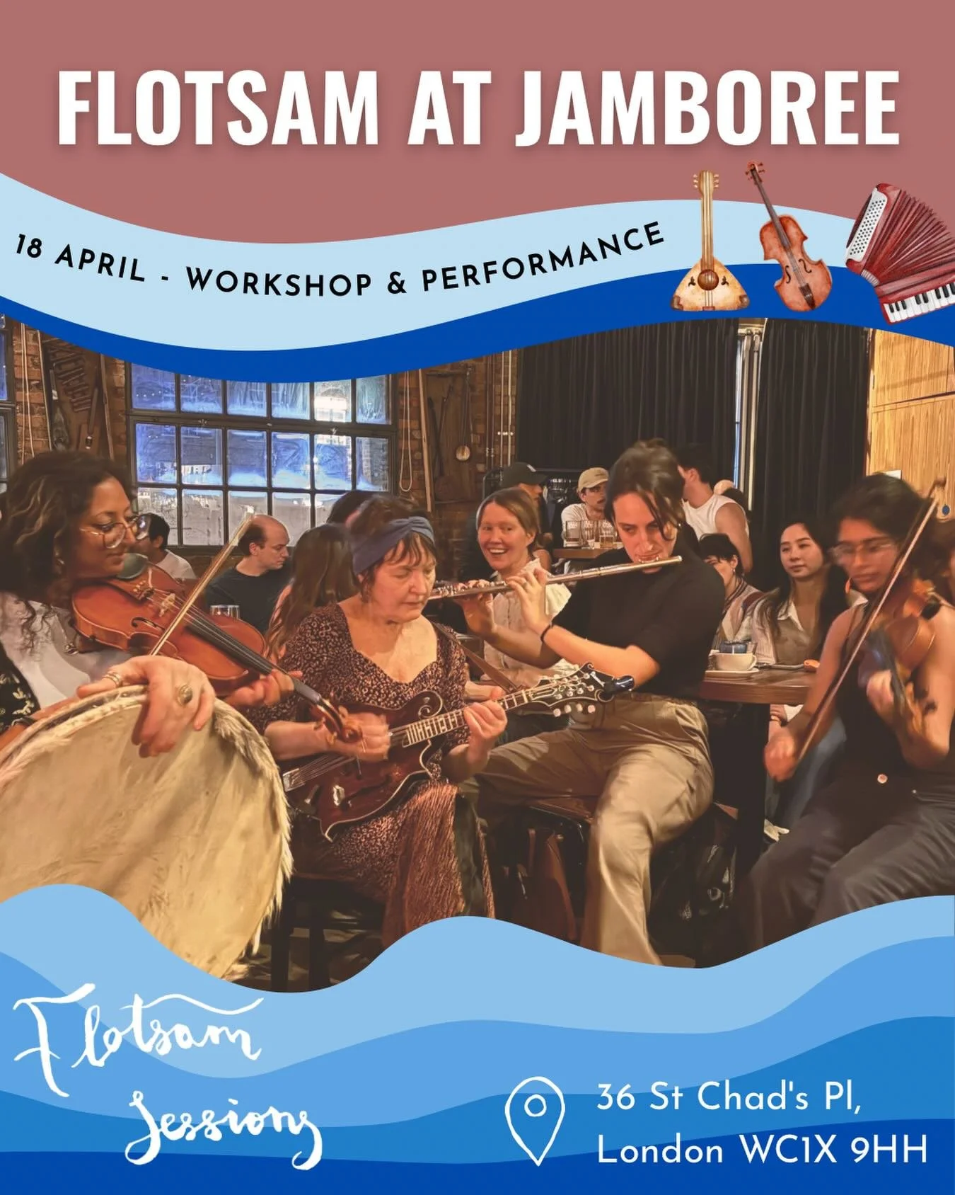 We&rsquo;ve got something special planned for you this Saturday! ☀️🎷

Flotsam Orchestra will be performing a FREE one-off matinee show at @jamboreevenue 🎉
Expect roots music from across the world, reinterpreted with love 🌍💙

1:30 PM &mdash; Works