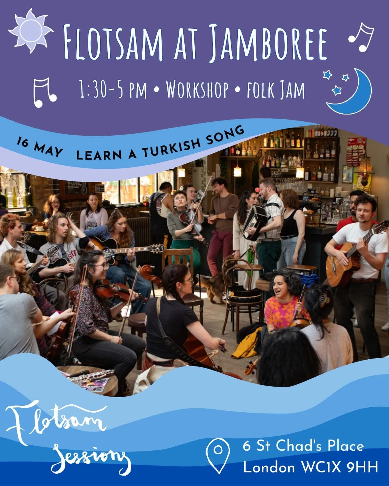 This Saturday at @jamboreevenue 🎶☀️

Flotsam Sessions welcomes all music lovers to an afternoon of roots and folk music, all abilities and musical traditions welcome, just bring yourself, your voice and (acoustic!) instrument 🎻 

🕜 1:30 pm - Learn