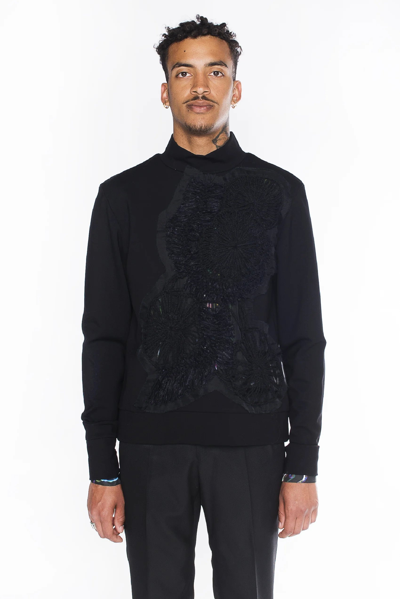 Sweat incrustation - noir demi mesure devant