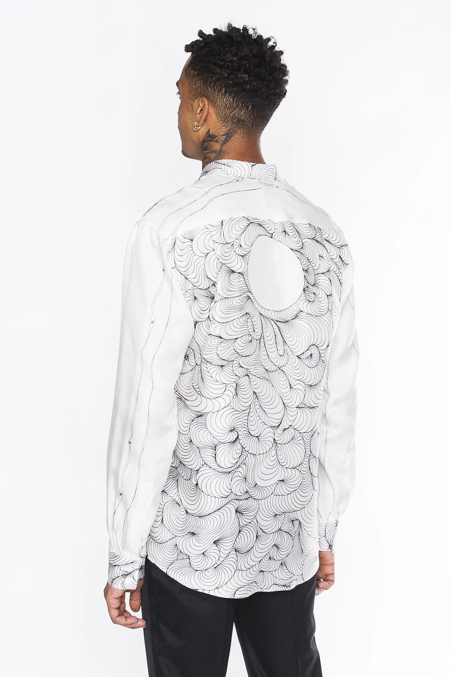 Chemise soie blanche imprimée dos