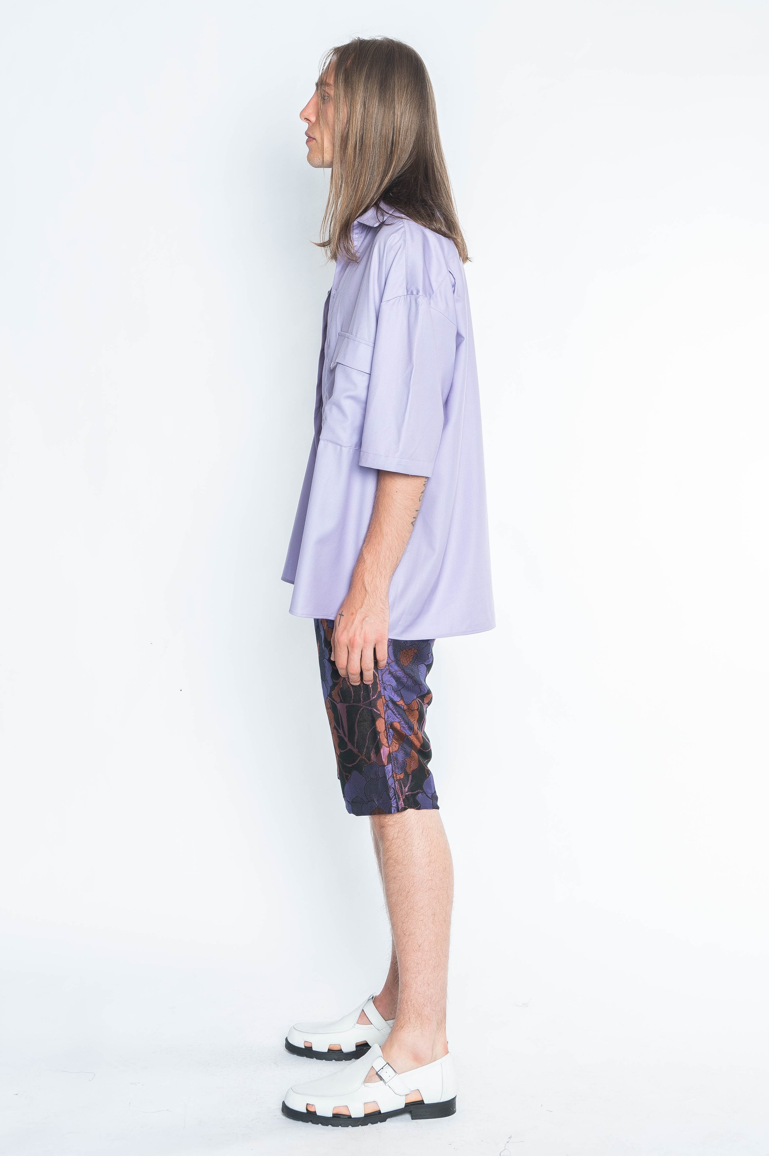 sur-chemise en twill de laine profil