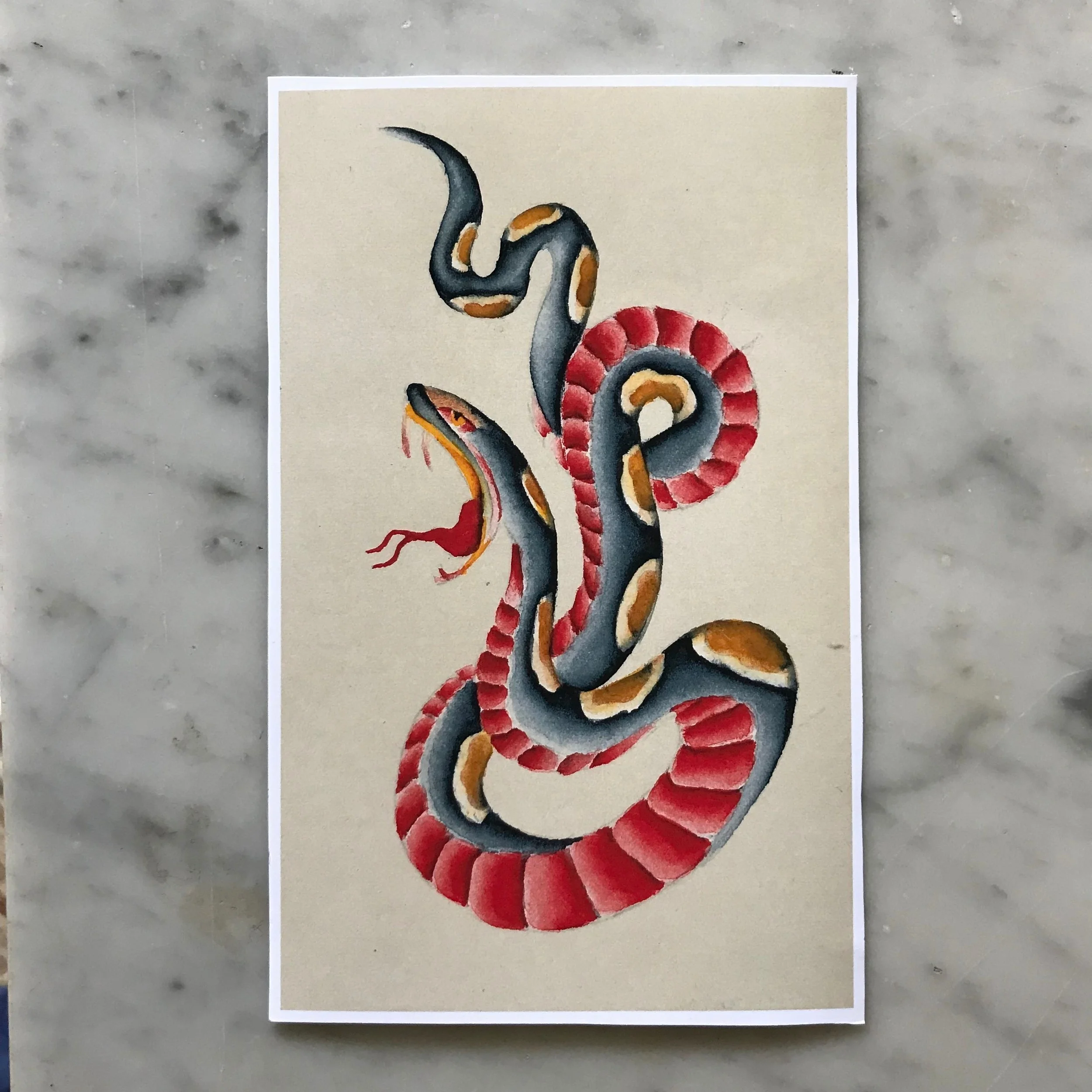 Snake Watercolor Original (5.25" x 8.25")