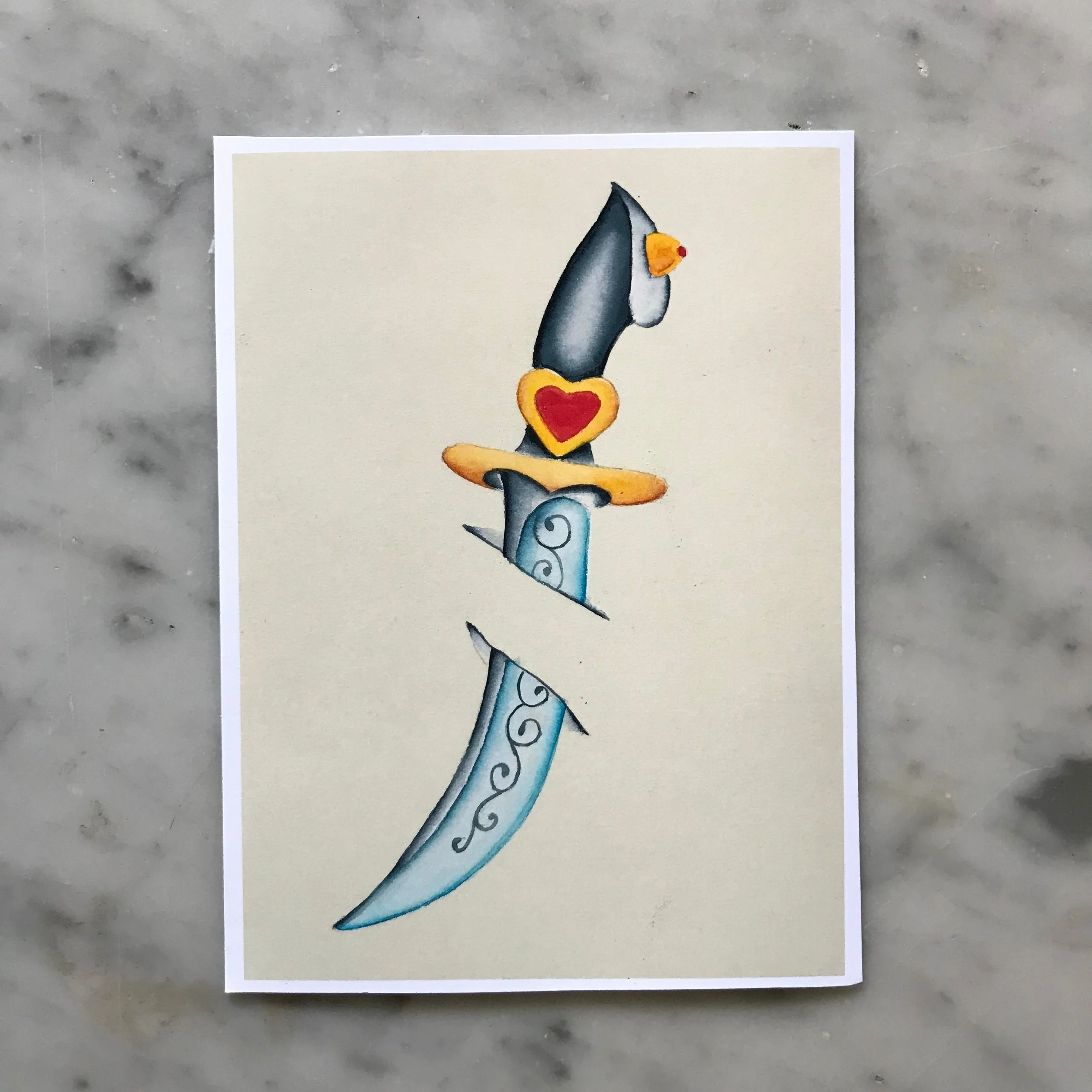 Dagger Watercolor Original (5.25" x 7")