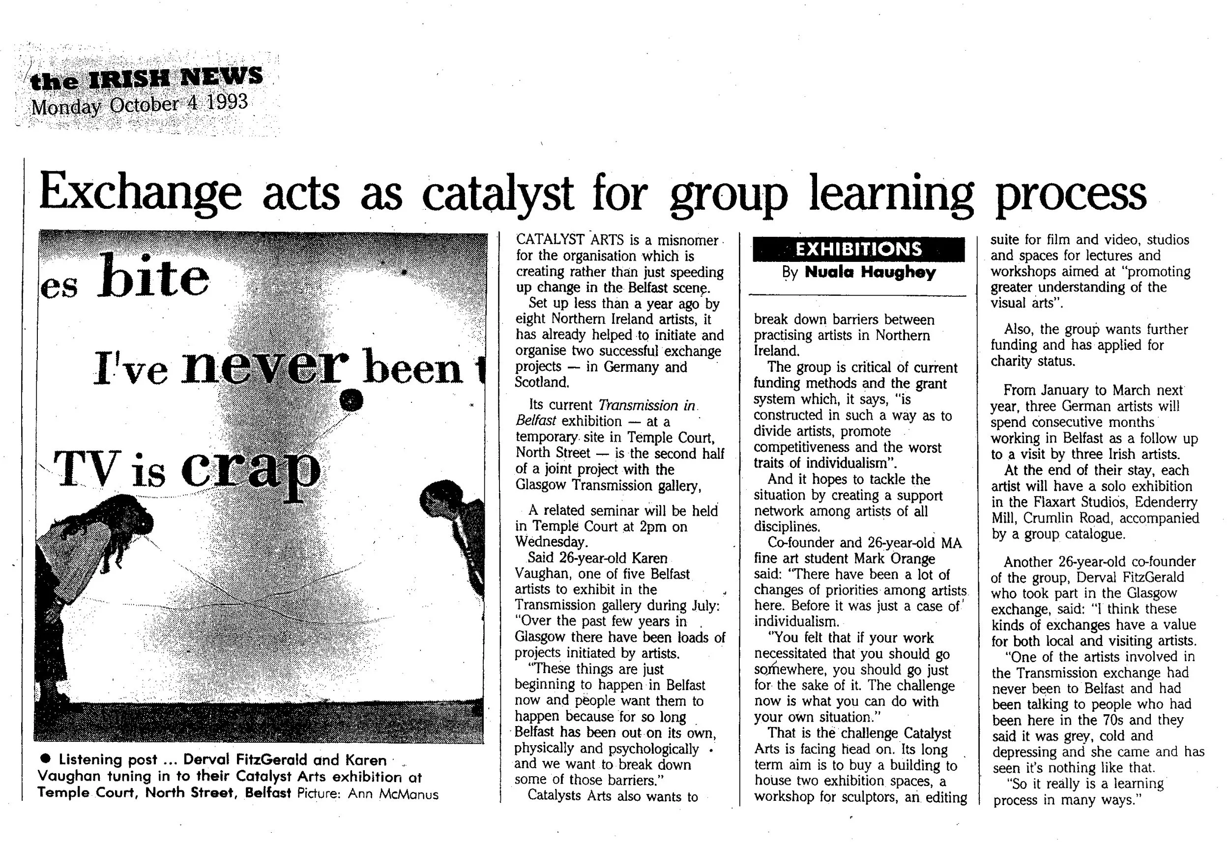 ,Exchange acts as catalyst for group learning process, by Nuala Haughey, the Irish News, 04:10:93.jpg