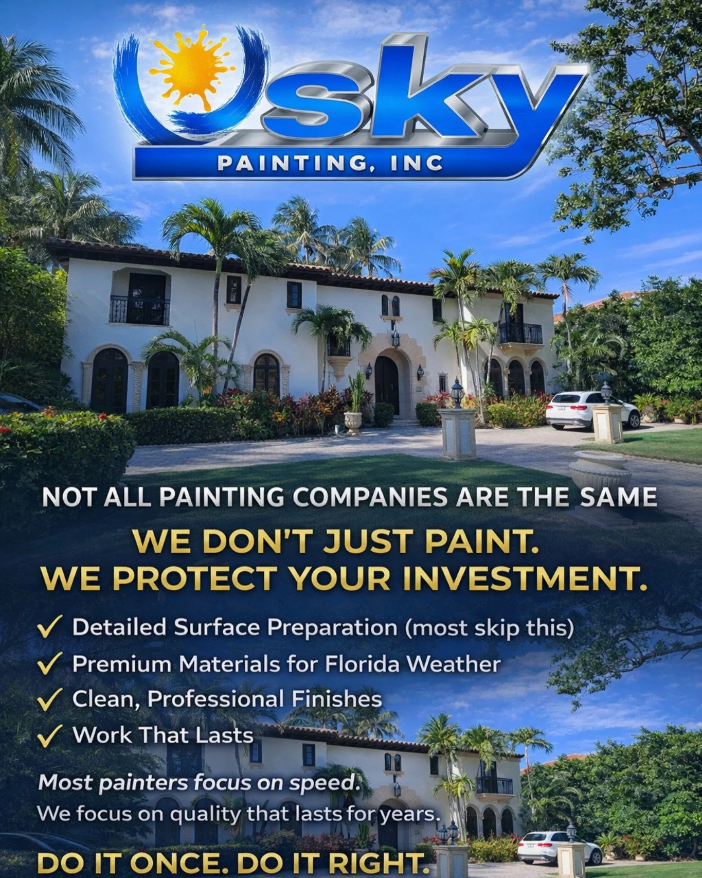 NOT ALL PAINTING COMPANIES ARE THE SAME
**WE DON&rsquo;T JUST PAINT.

WE PROTECT YOUR INVESTMENT.**

✔️ Detailed Surface Preparation (most skip this)
✔️ Premium Materials for Florida Weather
✔️ Clean, Professional Finishes
✔️ Work That Lasts

Most pa