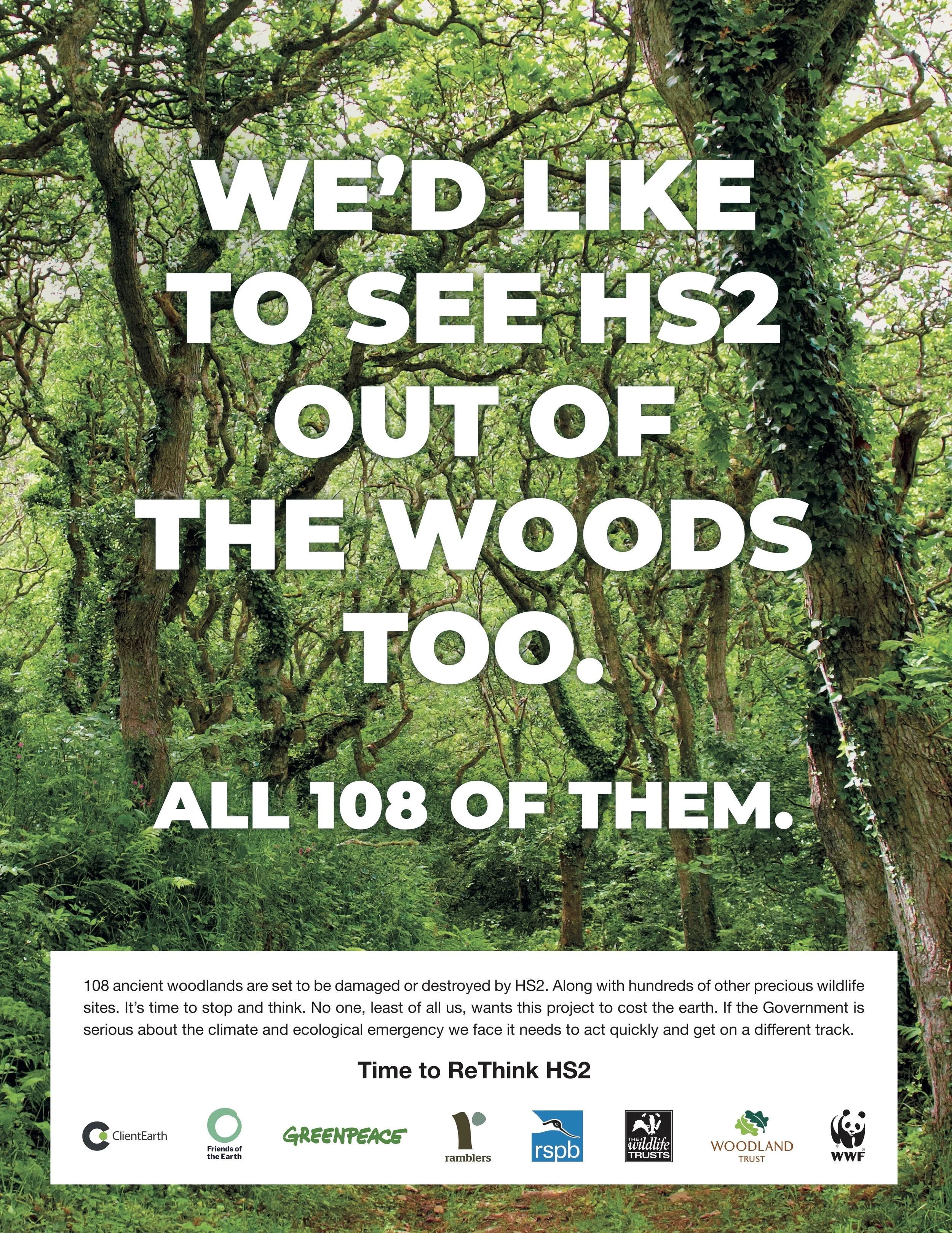 Full Page Newspaper ad. The ad first appeared in Channel 4 News, and was delivered by Chris Packham to Boris Johnson at No 10.