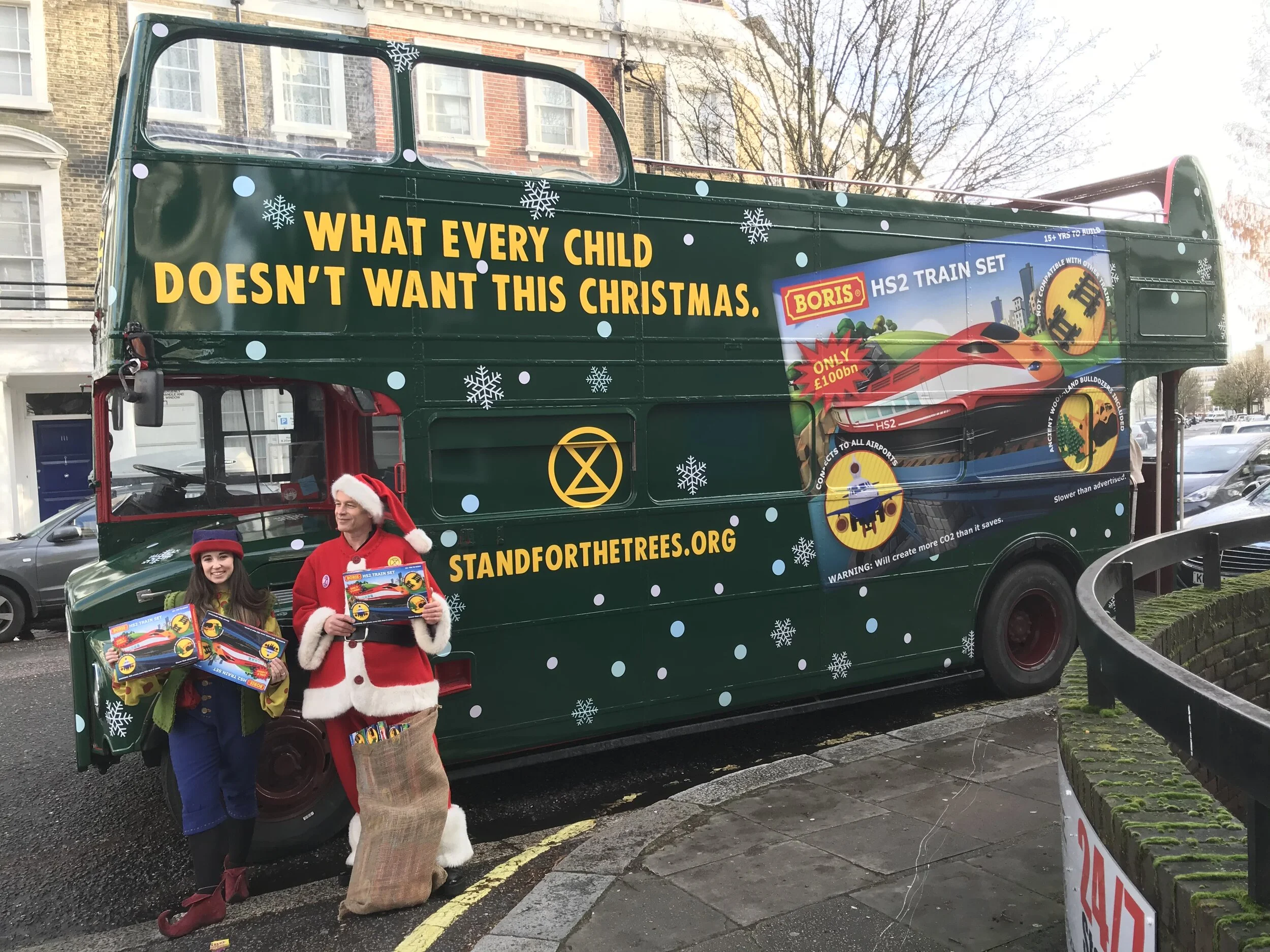 Boris Train Set - Experiential event with Chris Packham touring central London  dressed as Santa Claus. Boxes were delivered at No 10, Hamley's, BBC and HS2 HQ.