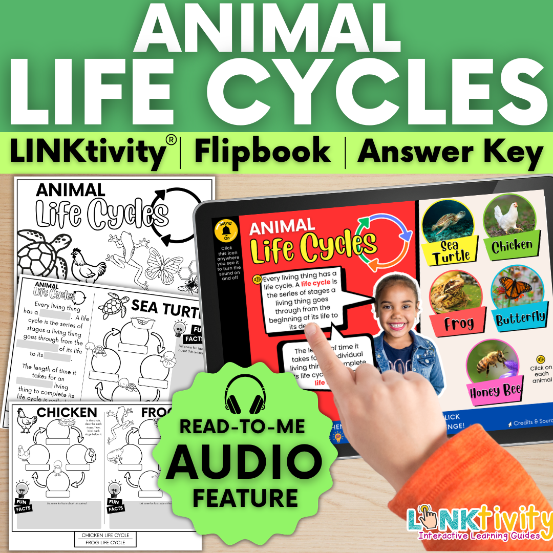 Animal Life Cycles LINKtivity® (Frog, Turtle, Chicken, Bee, Butterfly)