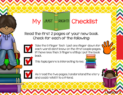 Choosing Just Right Books Anchor Chart