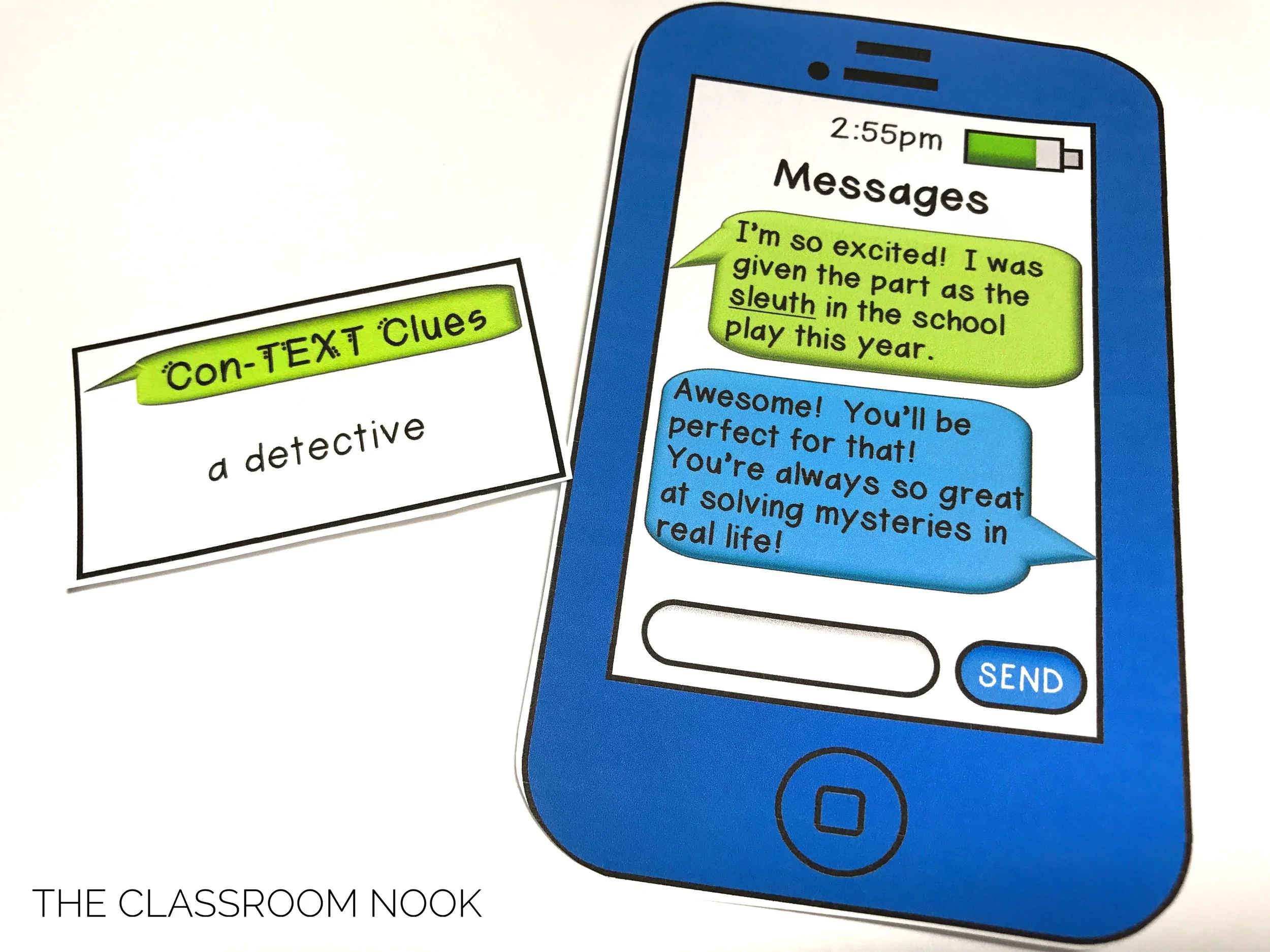 This fun game has students reading text conversations on "phones" and requires them to use context clues to figure out the meaning of unknown words.