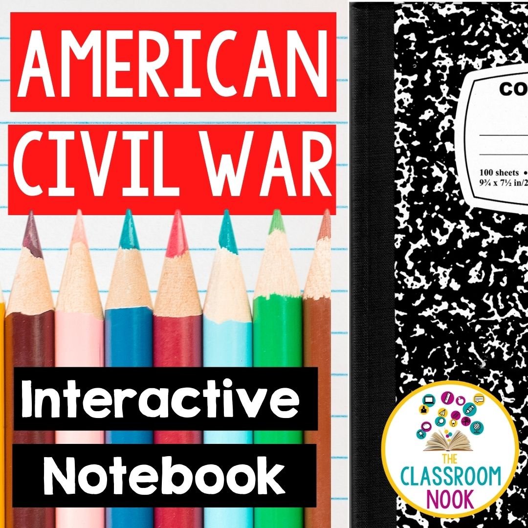 American Civil War Interactive Notebook- North vs. South, Battles, Soldier Life, Political Decisions, Reconstruction & MORE!