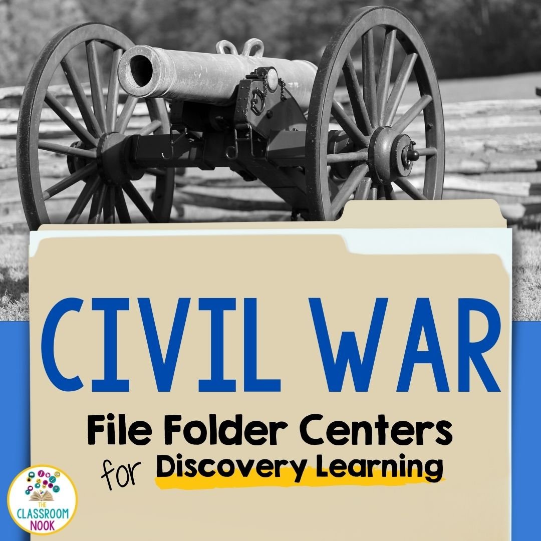 Social Studies File Folder Centers: Political Decisions of the Civil War (Missouri Compromise, Kansas-Nebraska Act, Compromise of 1850, Dred Scott Case, Harpers Ferry, Lincoln's Election)