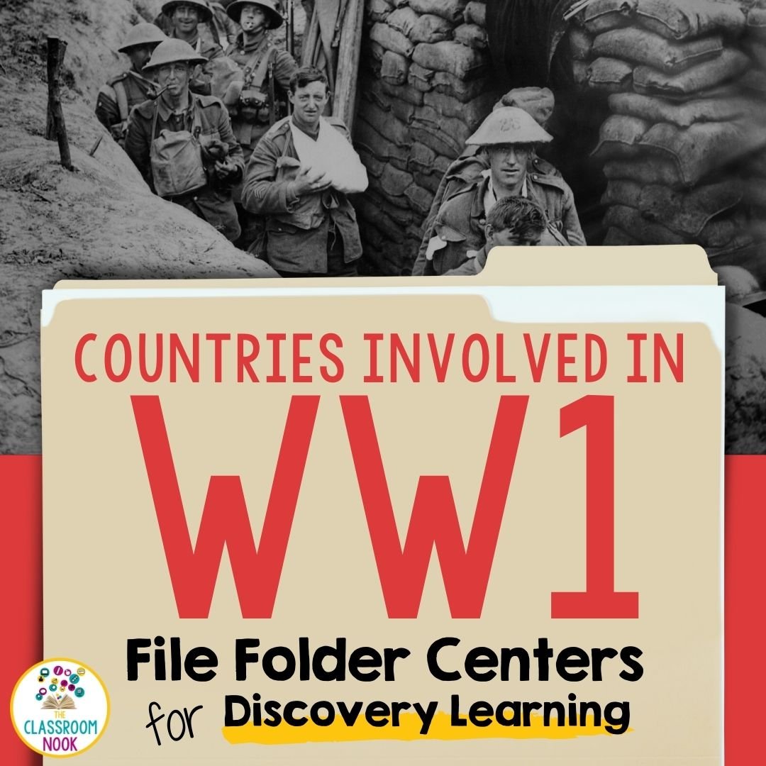 Social Studies File Folder Centers: Countries Involved in World War One (WWI): Allied and Central Powers, Neutral Counties