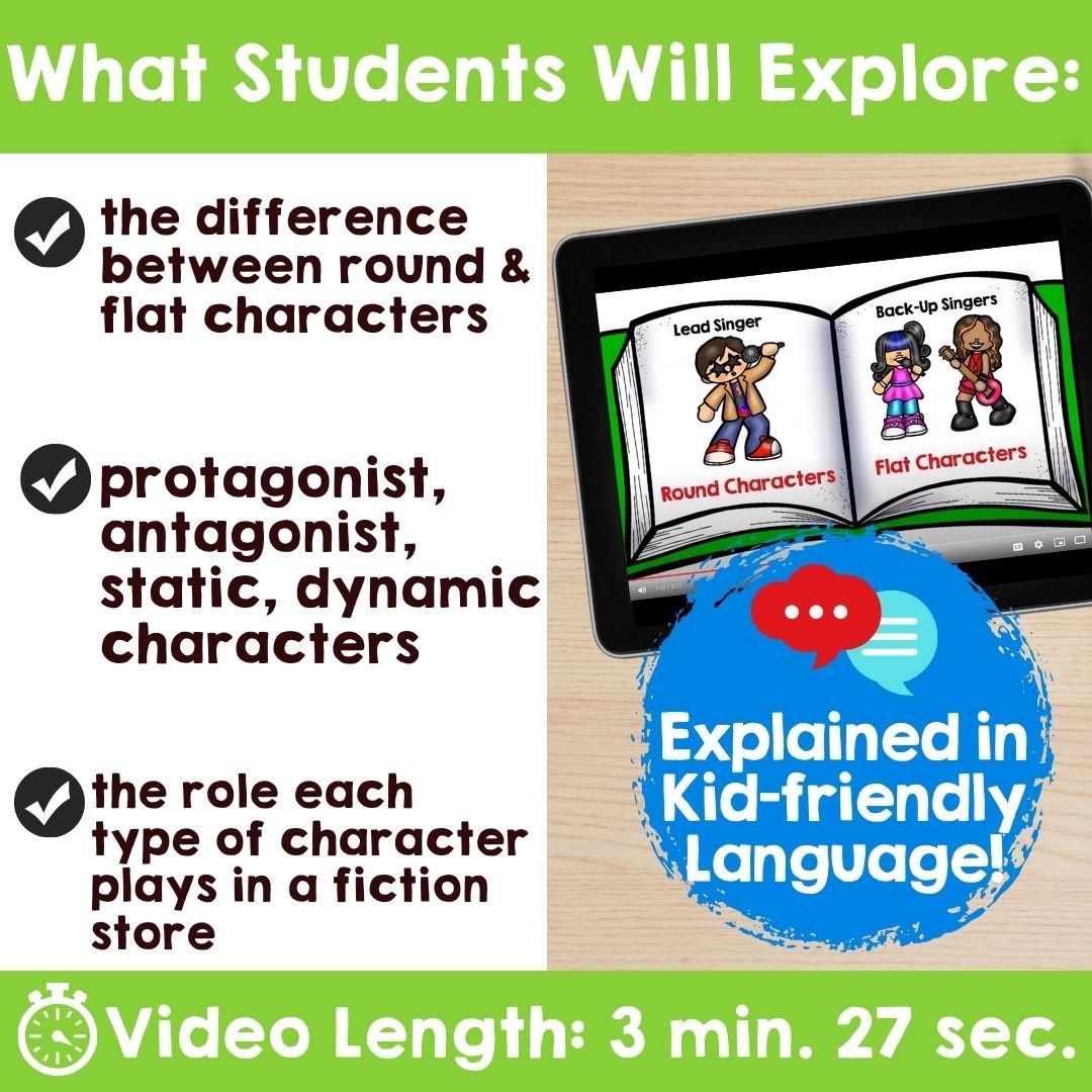 VIDEO: Types of Characters (Round, Flat, Protagonist, Antagonist) Reading Skills