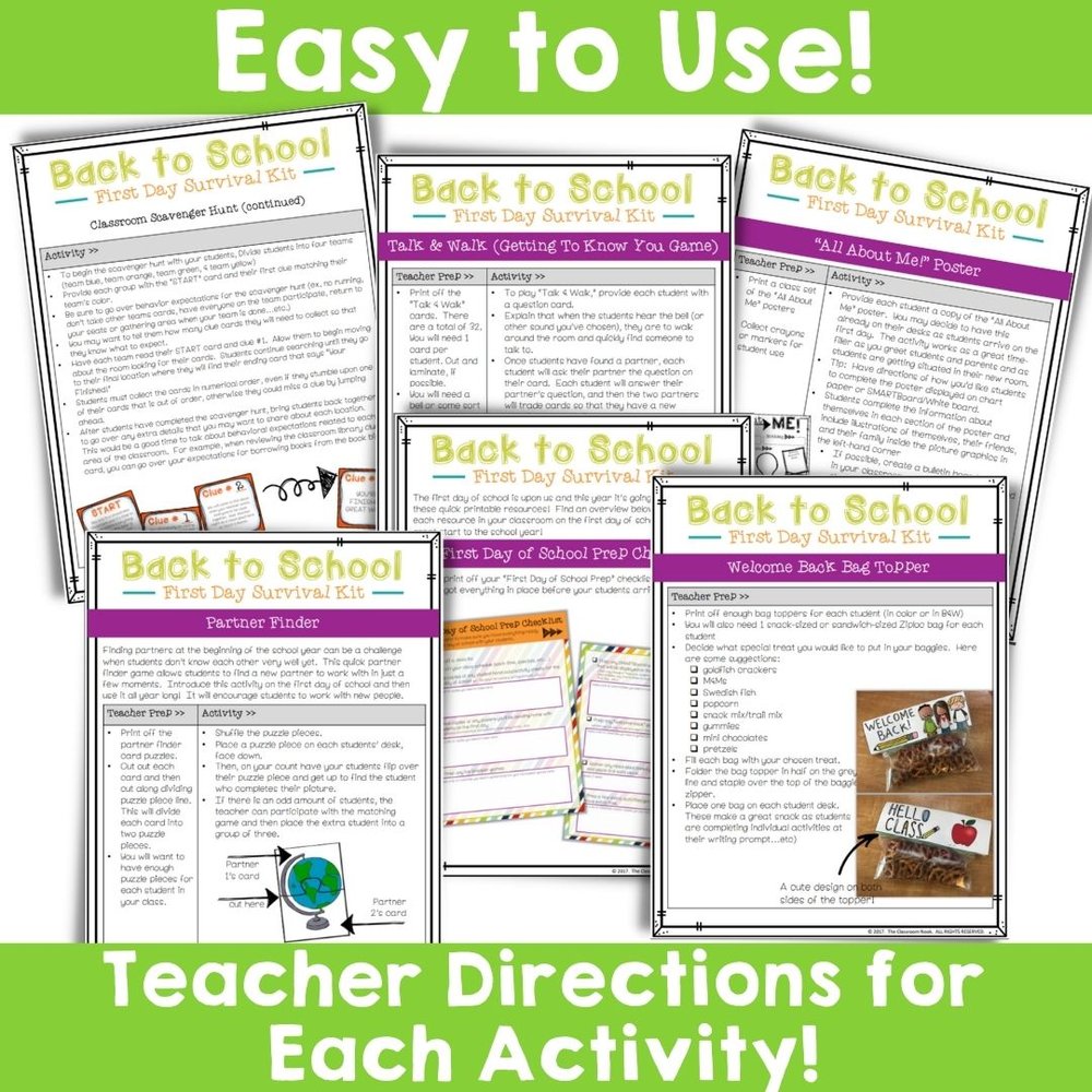 and　—　Welcome　Planner,　Activities　First　School　NOOK　Day　Checklist,　THE　of　Back　CLASSROOM