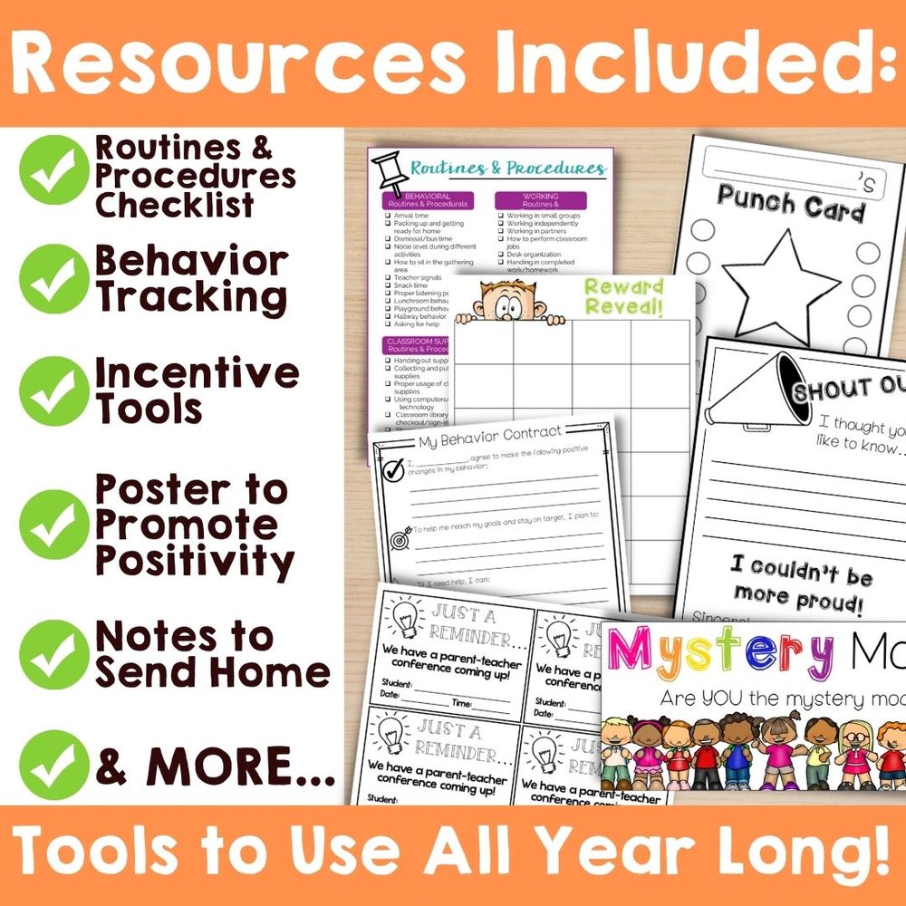 Classroom Setup - Back to School Resources - Behavior Punch Cards