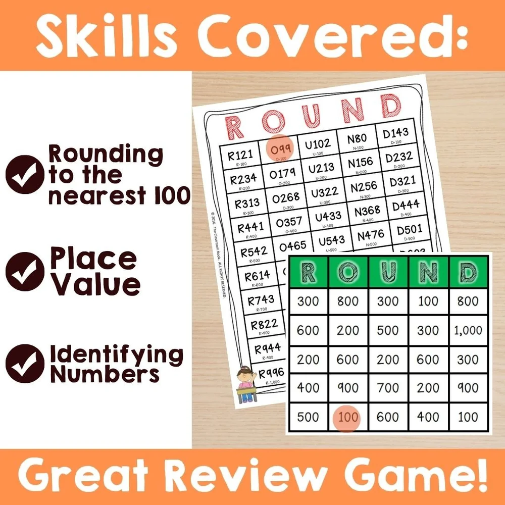 MATH CENTER GAME - Rounding BINGO to the Nearest Hundreds — THE CLASSROOM NOOK MATH CENTER GAME - Rounding BINGO to the Nearest Hundreds — THE CLASSROOM NOOK