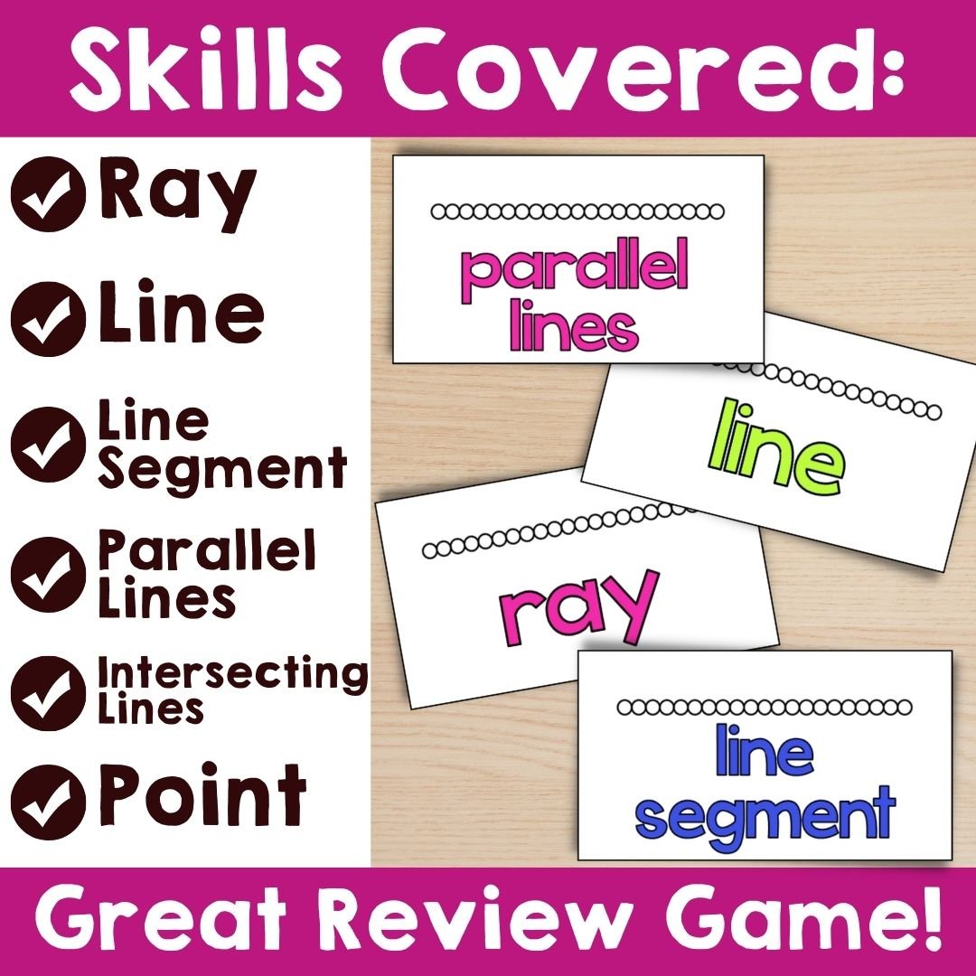 MATH CENTER GAME - Geometry Types of Lines (Parallel, Ray, Segment, Point, etc)