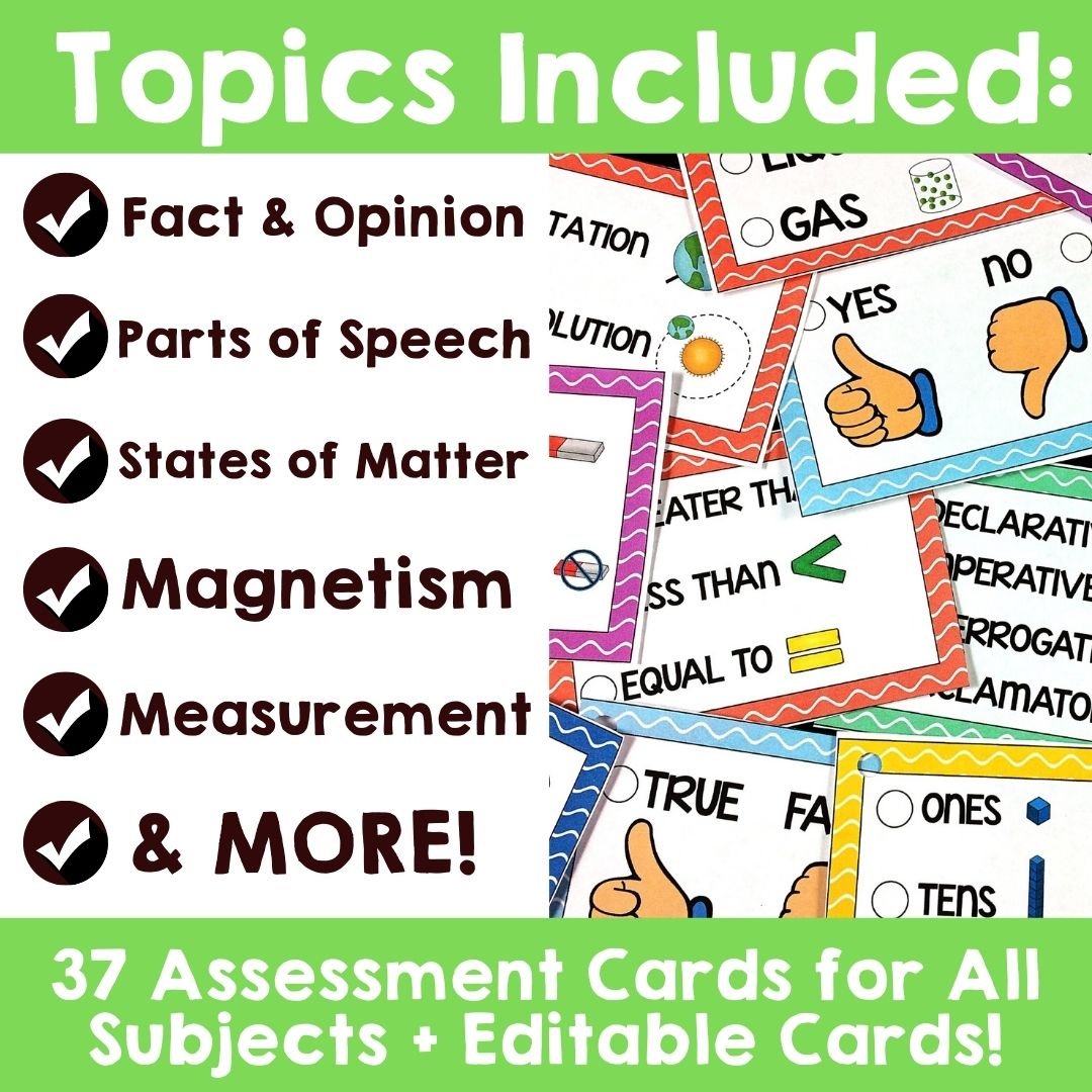 Show What You Know: Checking for Student Understanding Formative Assessment Cards