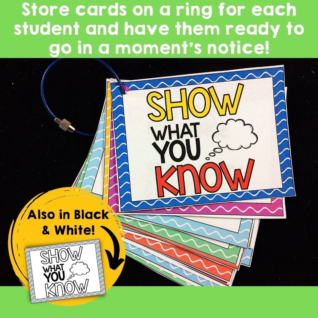 Show What You Know: Checking for Student Understanding Formative Assessment Cards