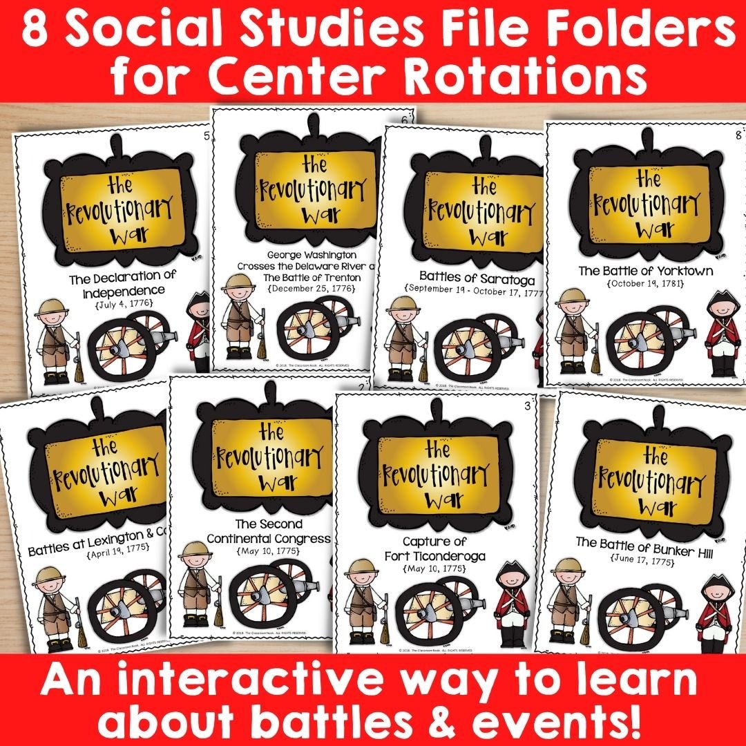 Social Studies File Folder Centers: Events & Battles of The American Revolution