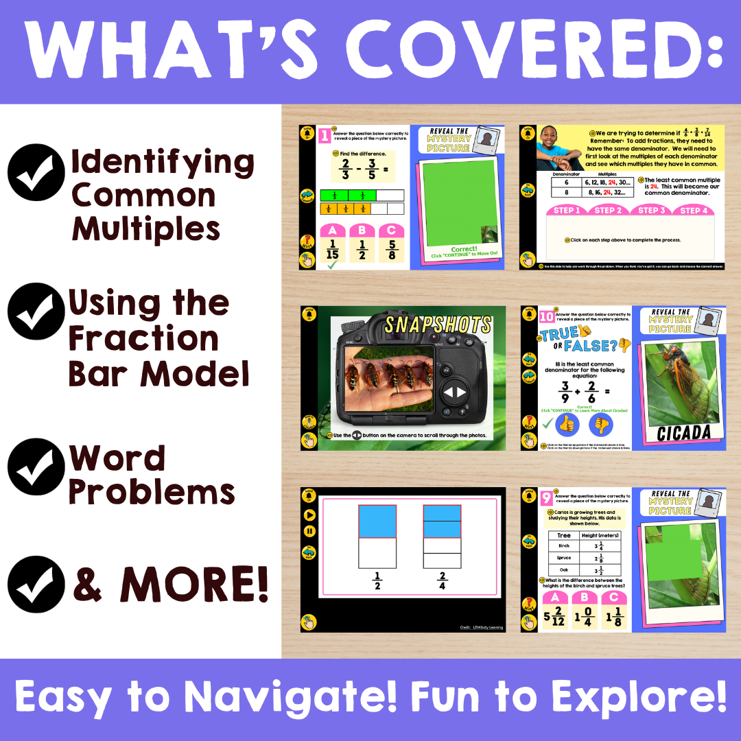 Adding & Subtraction Fractions with Uncommon Denominators LINKtivity®