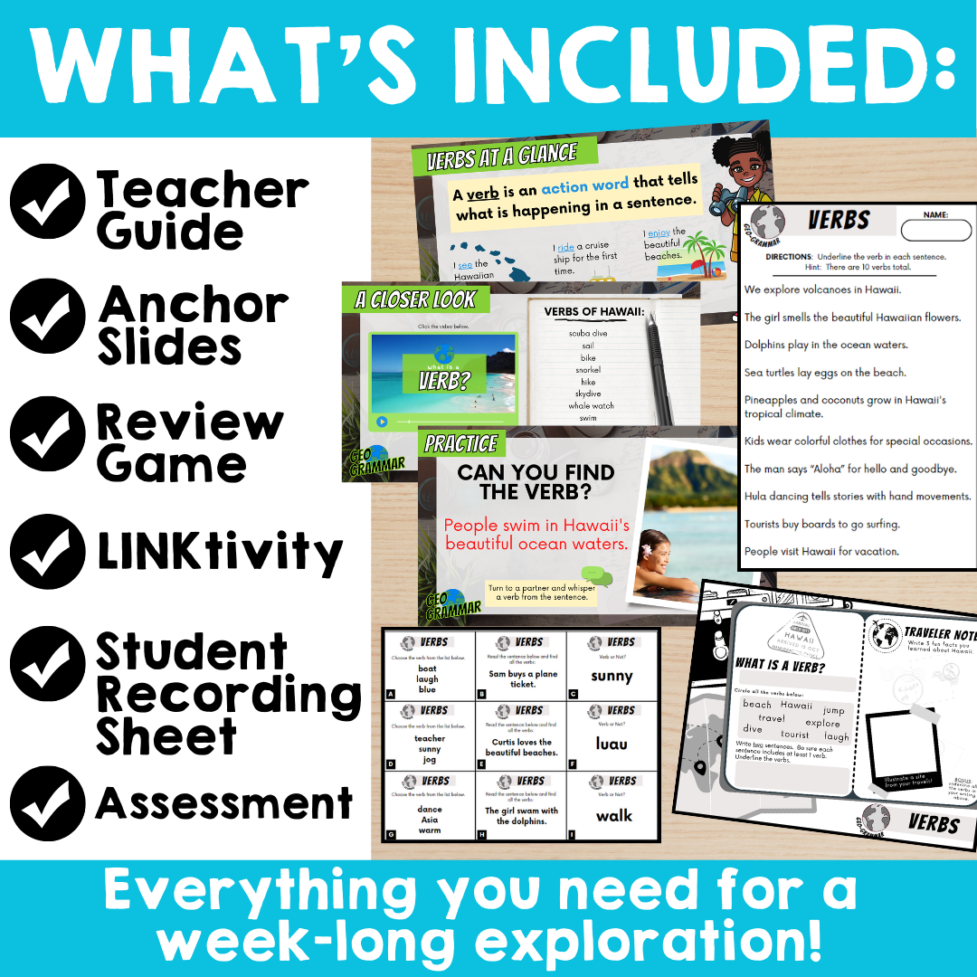 3rd Grade Grammar Activities: VERBS (LINKtivity® + Mini-Unit)