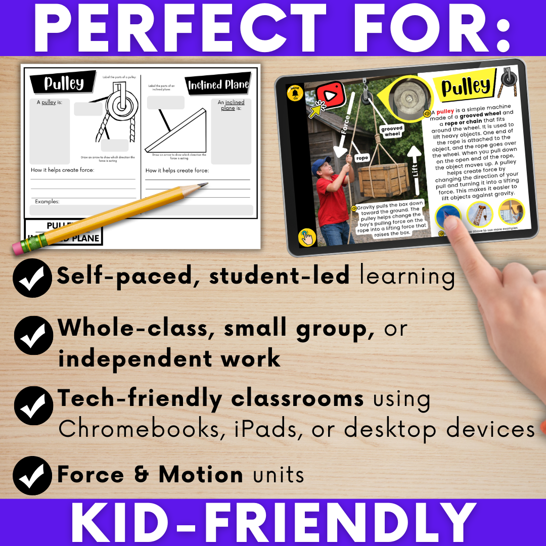 Simple Machines Force and Motion Pulley Screw Lever Screw Wedge Wheel & Axle