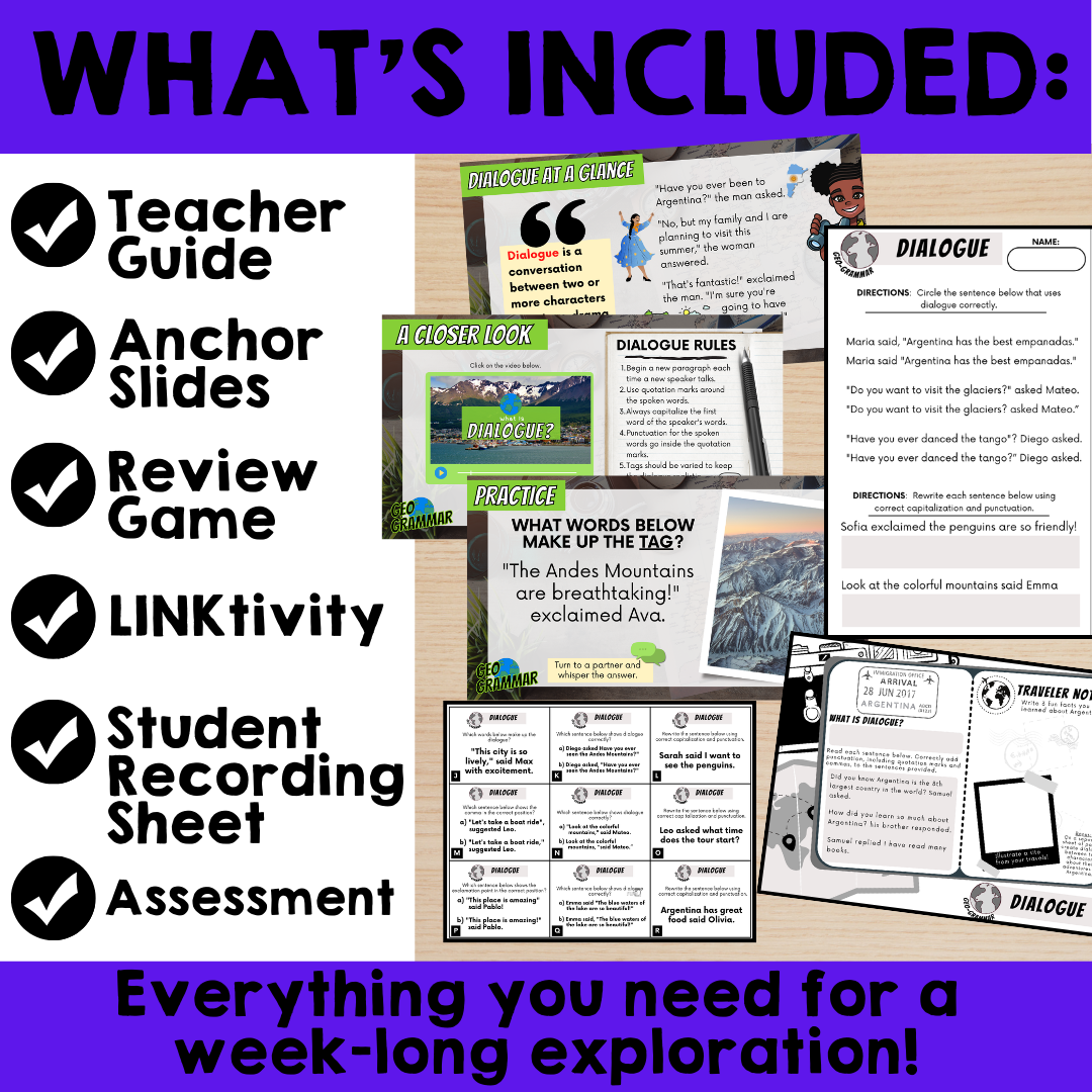 3rd Grade Grammar Activities: DIALOGUE (LINKtivity® + Mini-Unit)