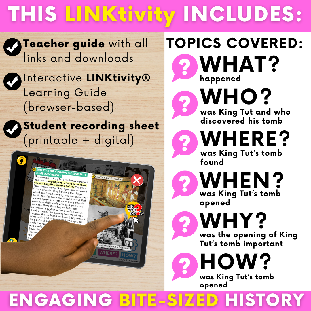 THIS DAY IN HISTORY LINKtivity®: February 16, 1923 - King Tutankhamun's Tomb is Opened