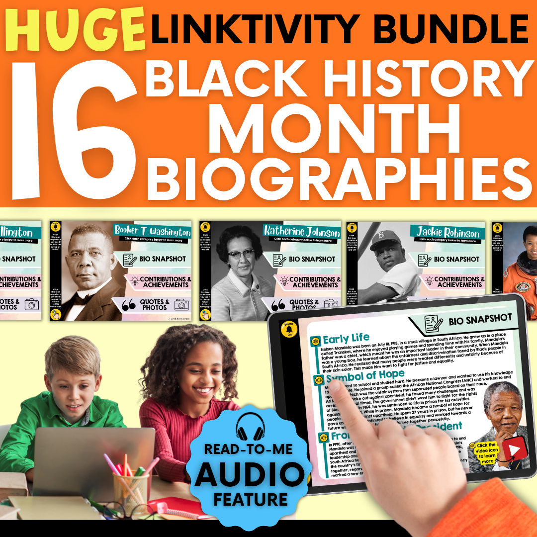 BUNDLE: 16 Biography LINKtivities for Black History Month, Bell Ringers, Morning Work, & Research Projects