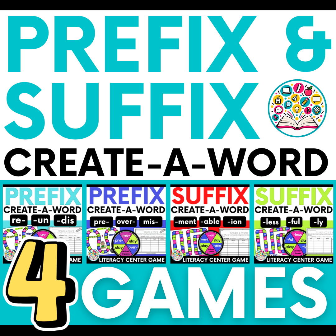 Prefix & Suffix Create-a-Word Literacy Centers: Vocabulary and Word Work Practice (BUNDLE)