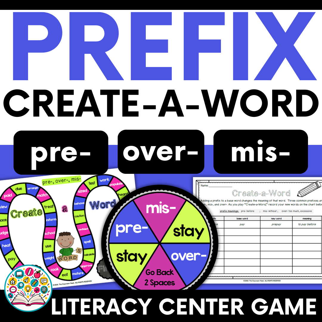 Prefix Create-a-Word Literacy Center (pre-, over-, mis-) Vocabulary and Word Work Practice