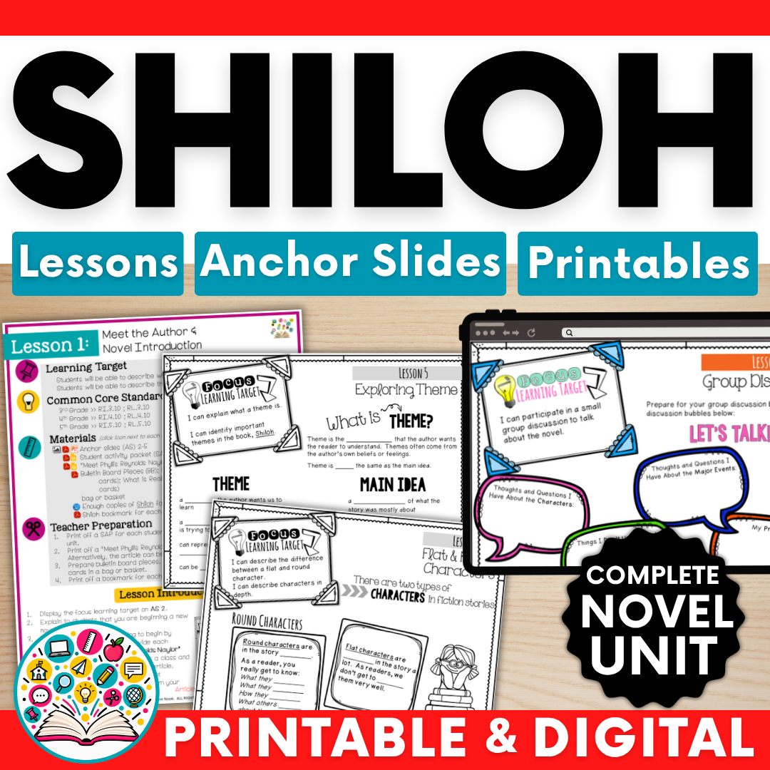 Shiloh Novel Unit (Reading Skills & Strategies, Comprehension Practice, Vocabulary)