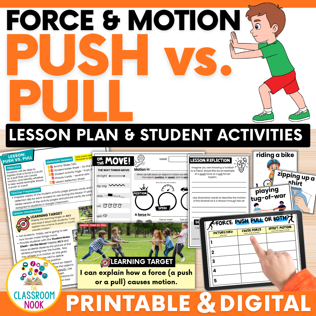 PUSHES and PULLS Lesson Force & Motion Science Activities Printable Worksheets