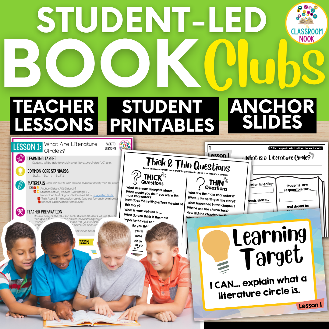 Setting Up Literature Circle Book Clubs (lessons, activities, roles, templates)