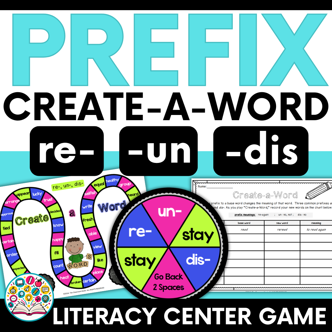 Prefix Create-a-Word Literacy Center (re-, un-, dis-) Vocabulary and Word Work Practice