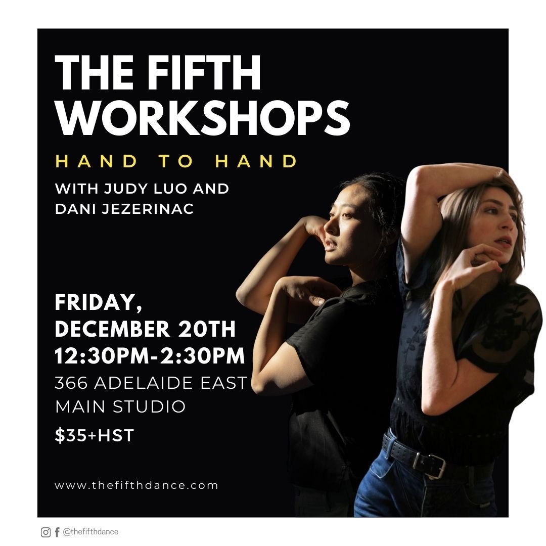 Dani &amp; Judy are back in Toronto for another tag team workshop! 🤝
 
Hand to hand
Hand in hand
Hand over hand
Hand under hand
Hand around hand
Hand through hand
Hand for hand
Hand with hand
 
This workshop focuses on the hands as a point of entry 