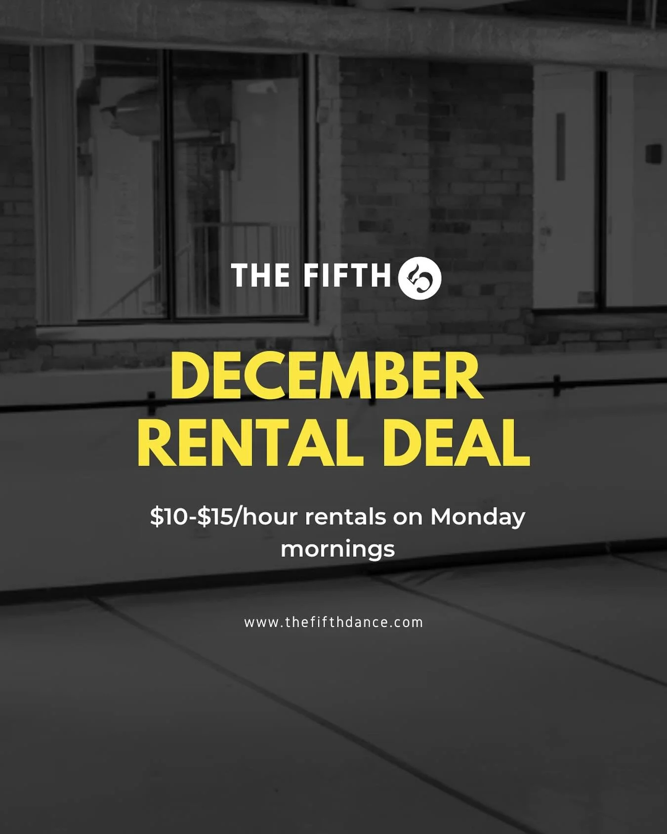 Studio space for $10&ndash;$15/hr this December 
✨🎄
 
We&rsquo;re test-driving a new rental system so you can book directly online. We&rsquo;re offering you discounted Monday morning rentals all month!

Please note: This deal can&rsquo;t be used for
