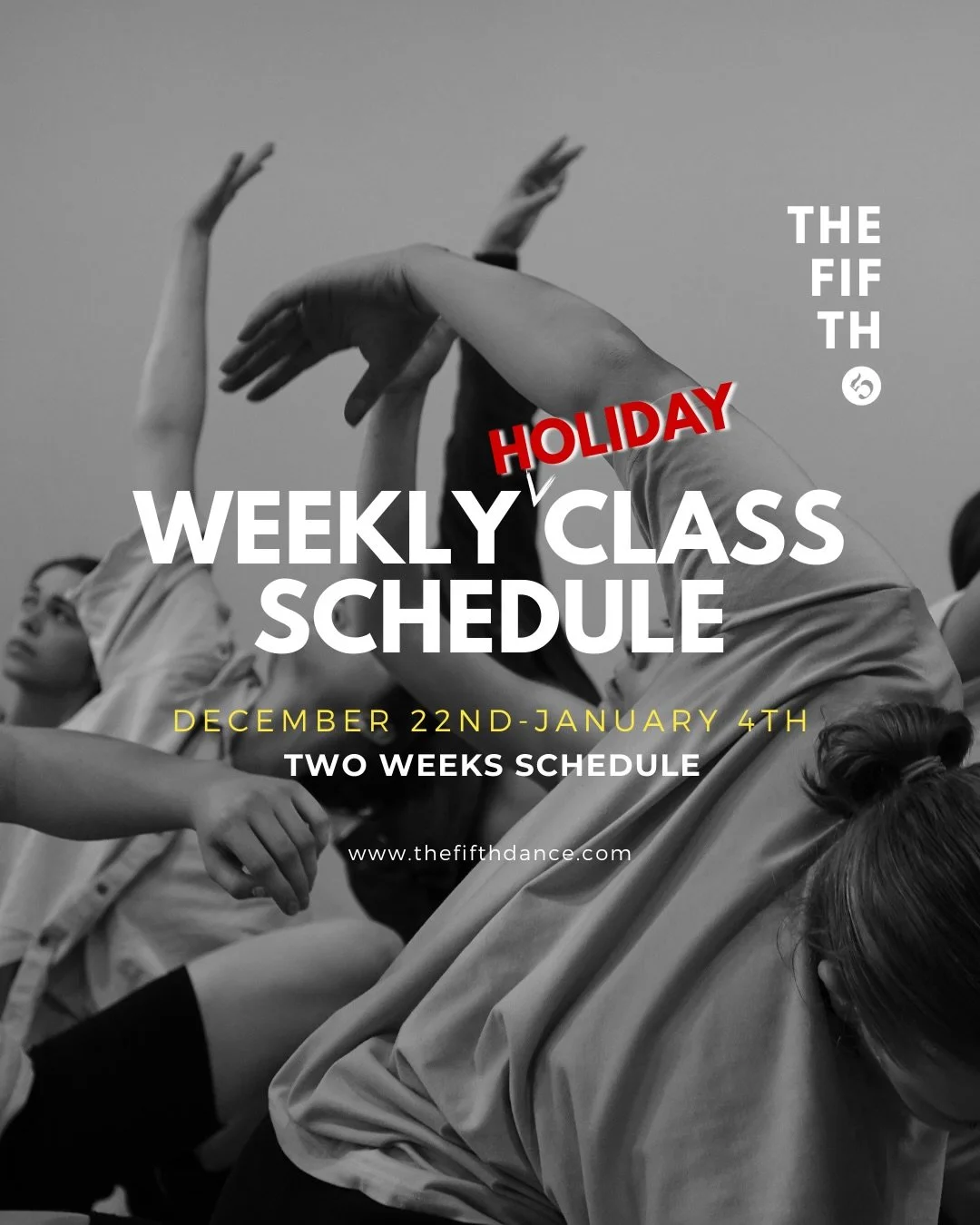 Schedule For The Next 2 Weeks
❄️Happy Holidays!🥂🎊☃️🎄

𝕄𝕠𝕟𝕕𝕒𝕪, 𝔻𝕖𝕔𝕖𝕞𝕓𝕖𝕣 𝟚𝟚𝕟𝕕
12:15PM - Int/Adv Ballet with J&auml;rvi @birdofthelake 6:00PM - Beg Ballet with Bri @brianna_clarkee
7:15PM - Beg Pointe with Bri @brianna_clarkee

𝕋𝕦