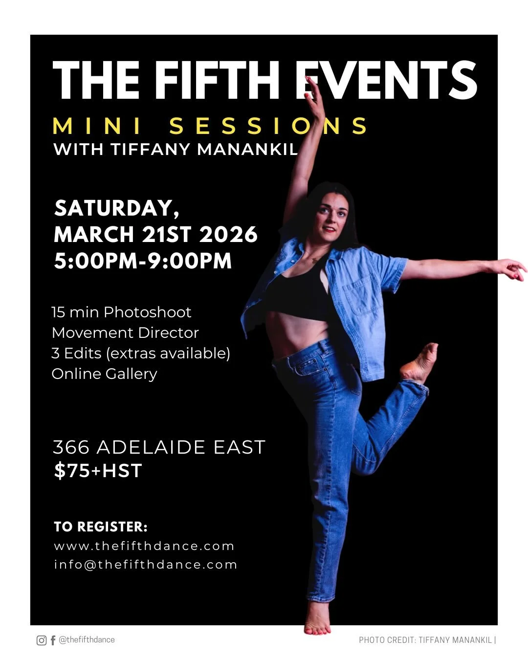 ✨ Mini Sessions are back at The Fifth Dance! ✨
 
Whether you&rsquo;re a seasoned professional or just starting your journey, our Mini Sessions are the perfect way to capture your artistry. Designed for dancers and performers of all disciplines and sk